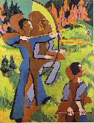 Ernst Ludwig Kirchner Archers - Oil on Carvan - 195 - 150 cm - Kirchner Museum Davos oil painting